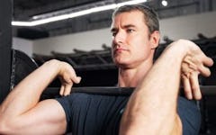 Man performs front squat 5x5 workout