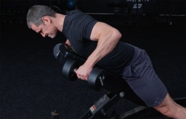 Editor-in-Chief Sean Hyson demonstrates the chest-supported row with elbows out.