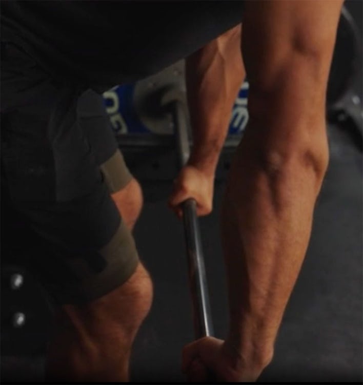 Eric Leija demonstrates bad form on the rack pull.