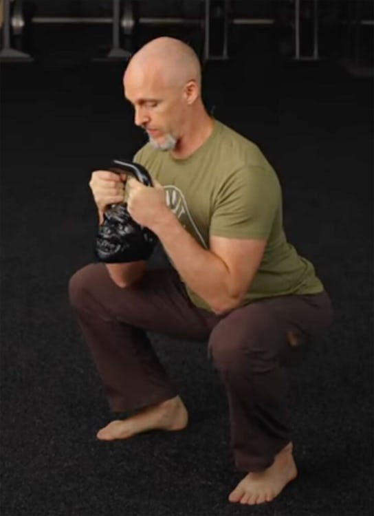 Shane Heins demonstrates the goblet squat.